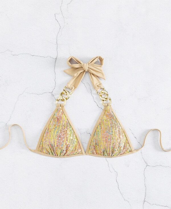 Aston Sienna Sequined Lace-Up Gold Bikini