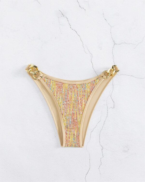 Aston Sienna Sequined Lace-Up Gold Bikini