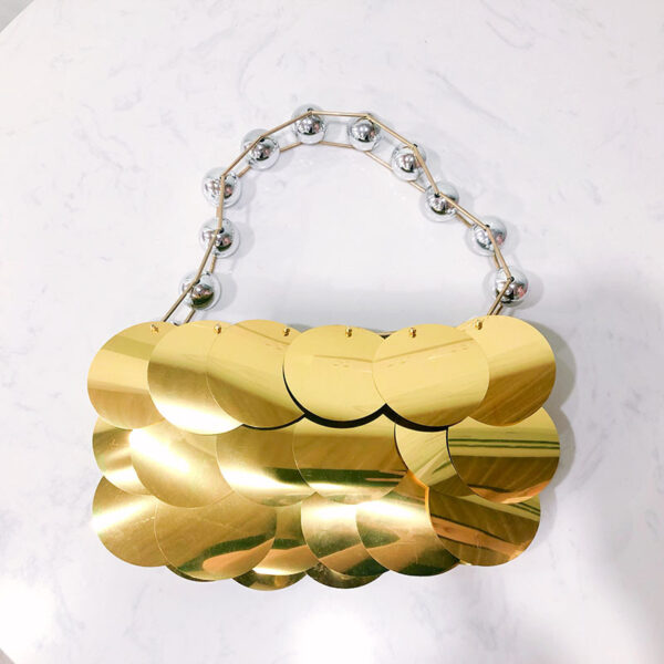 Shimmer and Shine: Platinum Sequined Beaded Wafer Bag - Image 3
