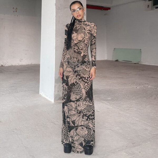 Own the Look with This High Collar Mesh Dress