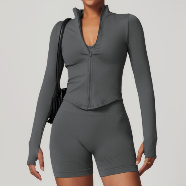 Power Move: Stand Collar Zipper Yoga Jacket-Aston Sienna