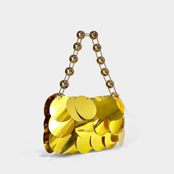 Shimmer and Shine: Platinum Sequined Beaded Wafer Bag