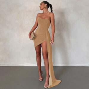 Own the Look with This High Collar Mesh Dress