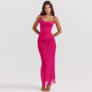 Elegant Slim Fit Lace Mesh Camisole Dress – Perfect for Autumn