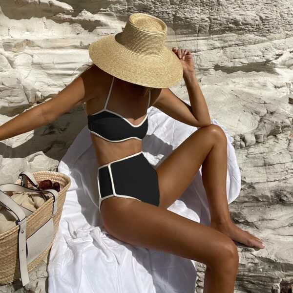 Turn Heads with the High Waist Stitching Bikini Set