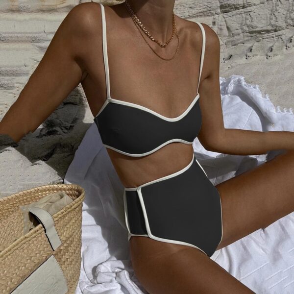 Turn Heads with the High Waist Stitching Bikini Set