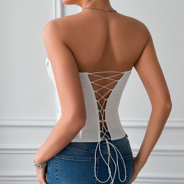 Elevate Your Office Style with the Satin Tie Boning Corset Top