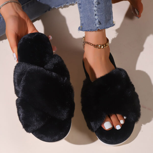 Indulge in Comfort with Our Fluffy Cross Band Slippers
