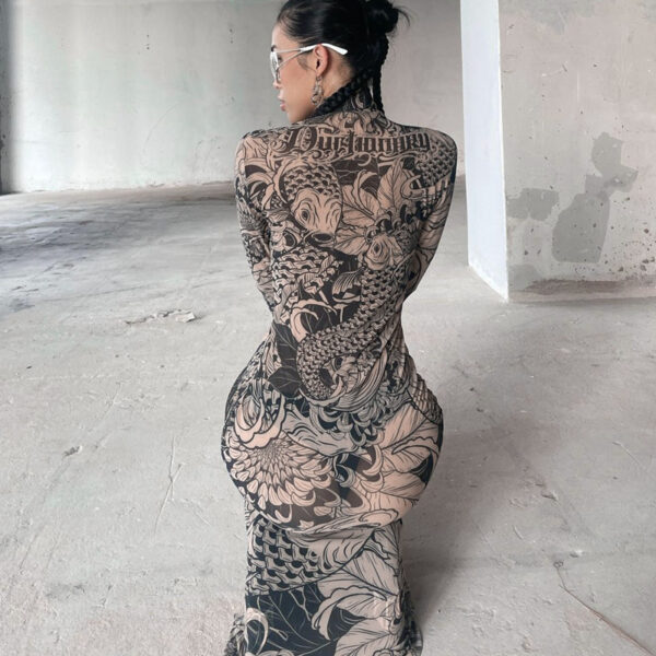 Own the Look with This High Collar Mesh Dress