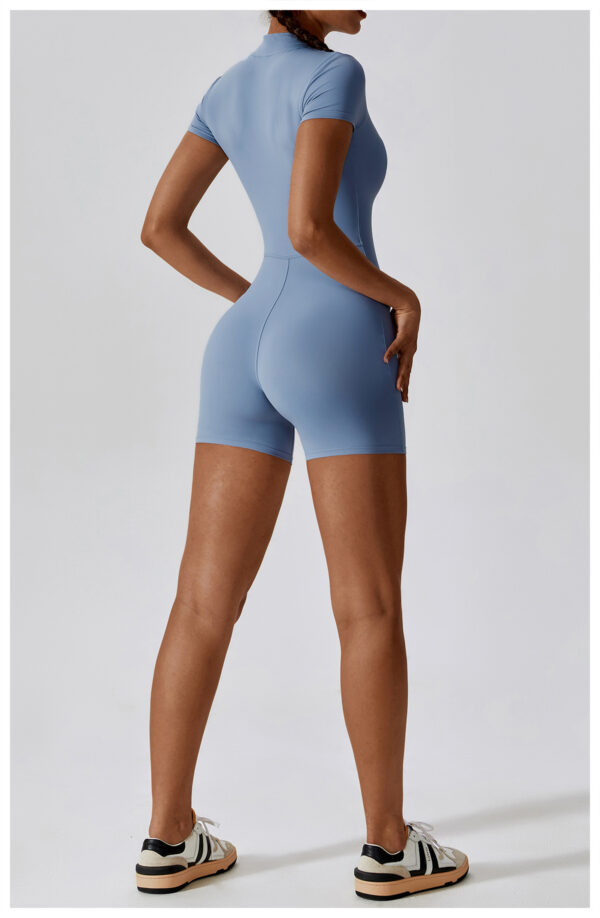 Summer Ready: Zipper Short Sleeve Yoga Jumpsuit