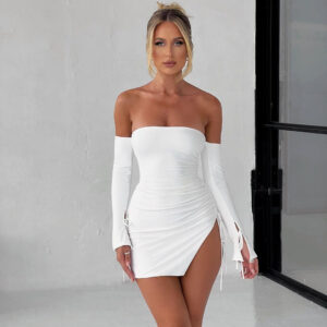 Aston Sienna Sexy Off Shoulder Split Dress