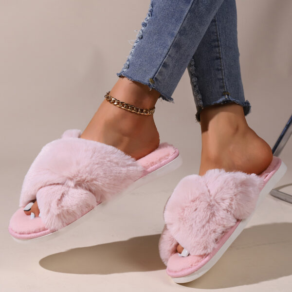 Indulge in Comfort with Our Fluffy Cross Band Slippers