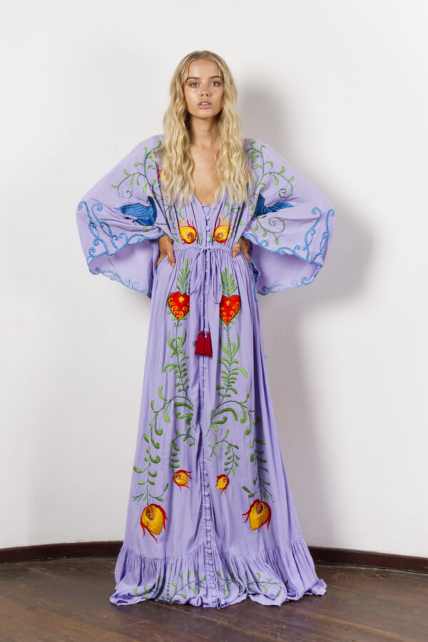Bohemian Elegance: Flower Embroidery Goddess Long Dress