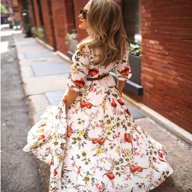 ASTON SIENNA Elegance in Bloom: Floral Chiffon Swing Dress