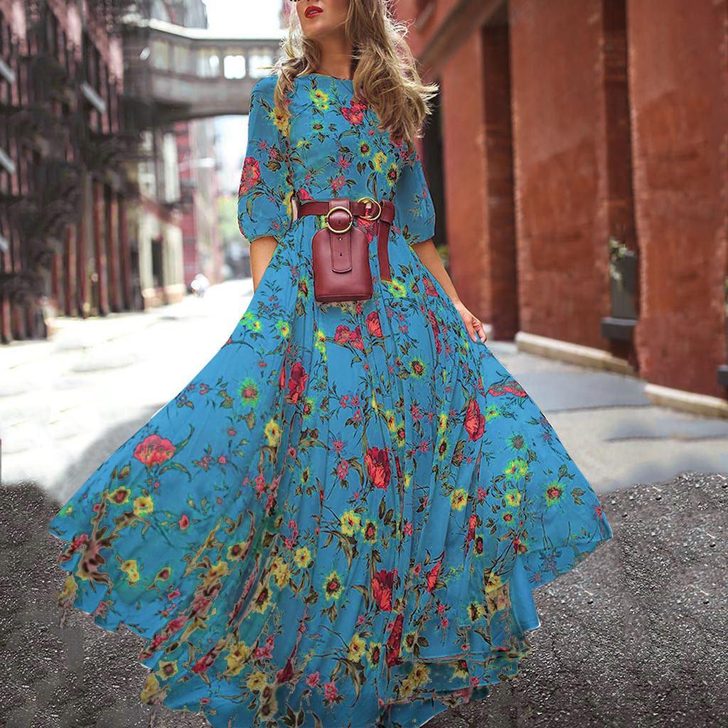 ASTON SIENNA Elegance in Bloom: Floral Chiffon Swing Dress