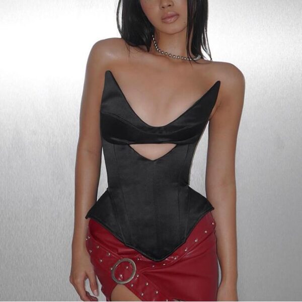 Bold and Daring: Backless Deep V Plunge Corset Top
