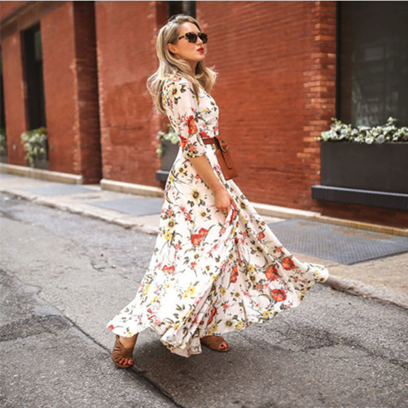 ASTON SIENNA Elegance in Bloom: Floral Chiffon Swing Dress