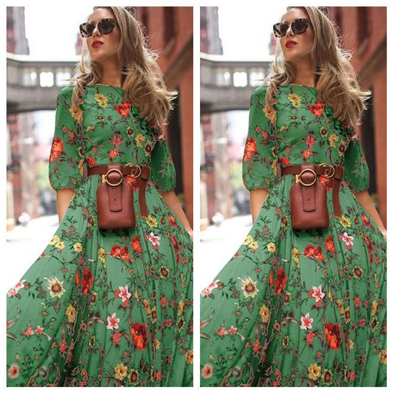 ASTON SIENNA Elegance in Bloom: Floral Chiffon Swing Dress