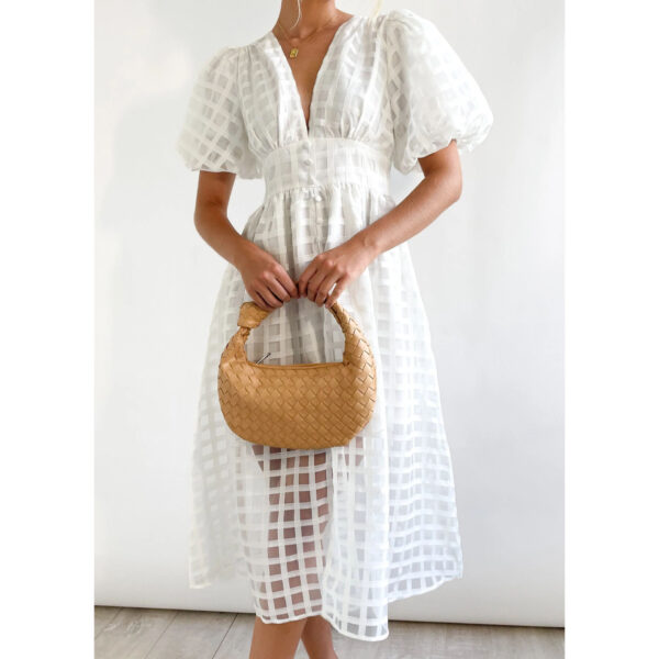 Spring & Summer Chic: Multi-Color Lantern Sleeve Dress