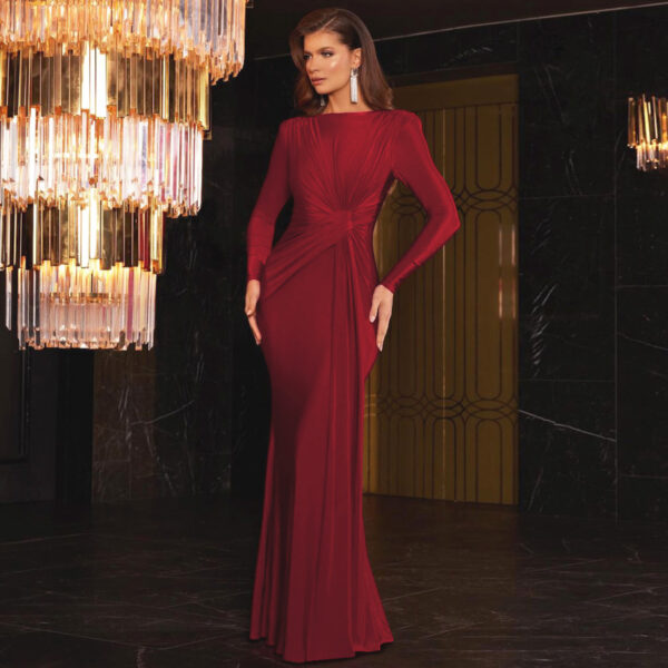 Elegant Evening: Slim Fit Long Sleeve Dress at Aston Sienna Boutique
