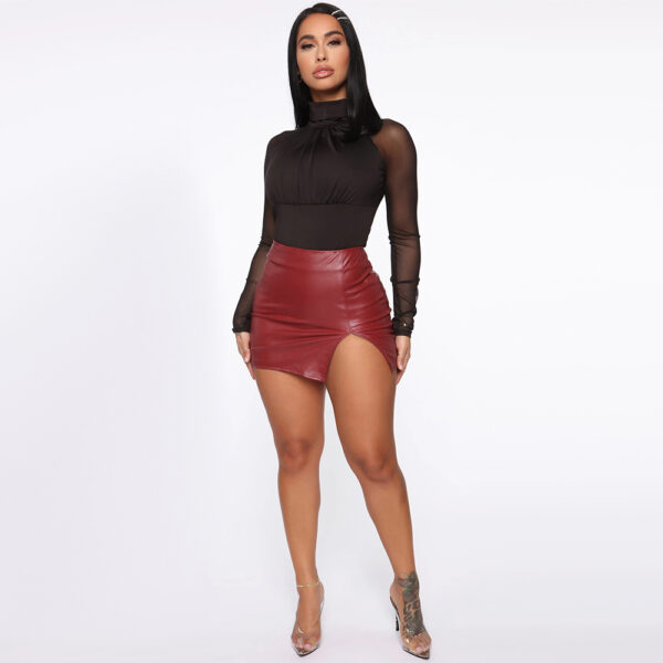 Aston sienna Nightclub Chic: High Waist Faux Leather Zipper Skirt