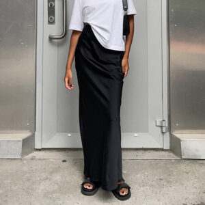 Graceful Elegance: French Satin Drape Fishtail Skirt