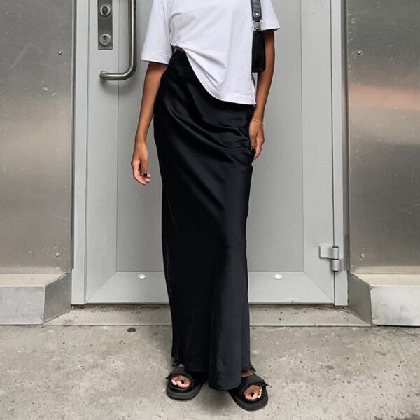 Graceful Elegance: French Satin Drape Fishtail Skirt