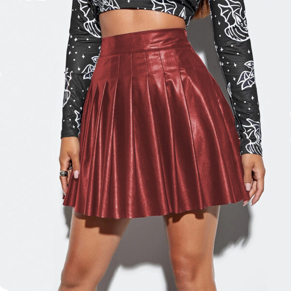ASTONSIENNA Nightclub Chic: Sexy Pleated Faux Leather Skirt