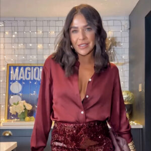Spring & Autumn Party Chic: Sequin Skirt and Shirt Two-Piece Set
