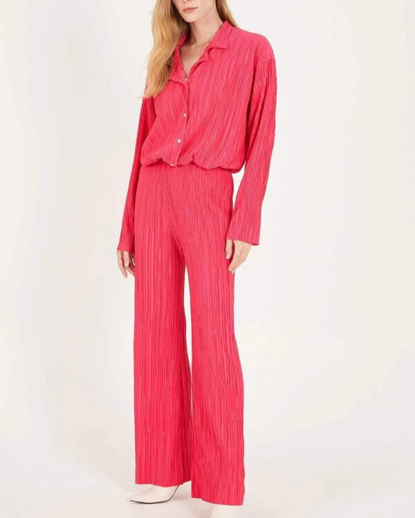 Casual Elegance: Spring Summer Solid Color Texture Loose Slimming Pleated Suit