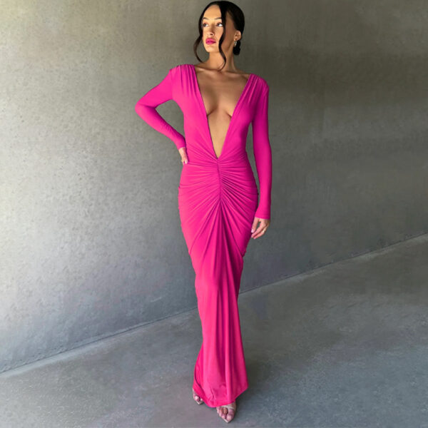 Summer Chic: Sexy V-neck Pleated Dress at Aston Sienna Boutique