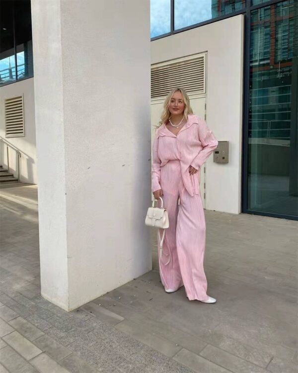 Spring Summer Solid Color Texture Pleated Suit