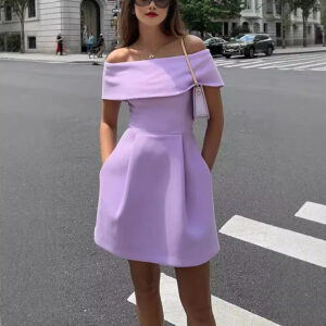 ASTON SIENNA Spring & Summer Chic: Waist Belt Off Shoulder Dress