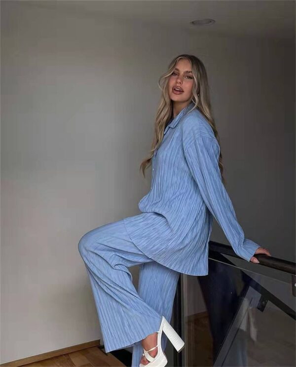 Spring Summer Solid Color Texture Pleated Suit