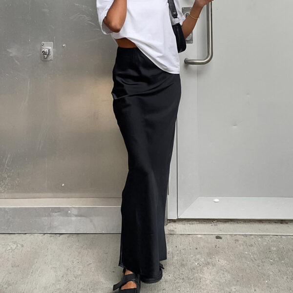 Graceful Elegance: French Satin Drape Fishtail Skirt