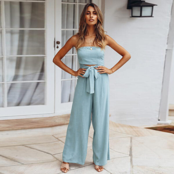 Chic Elegance: Backless Slim Fit Jumpsuit with Straight Leg Trousers