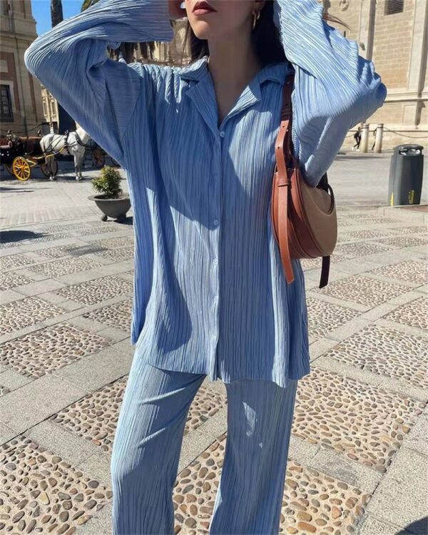 Spring Summer Solid Color Texture Pleated Suit