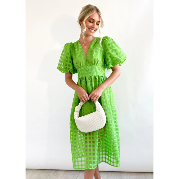 Spring & Summer Chic: Multi-Color Lantern Sleeve Dress