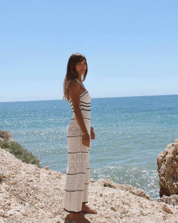 Spring Sensation: Knitted Hollow Out Long Strap Dress-ASTONSIENNA