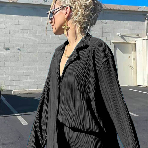 Spring Summer Solid Color Texture Pleated Suit