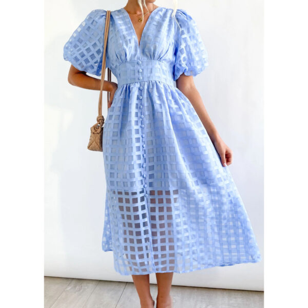 Spring & Summer Chic: Multi-Color Lantern Sleeve Dress