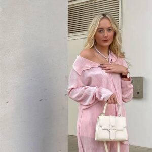 Spring Summer Solid Color Texture Pleated Suit