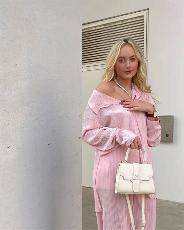 Spring Summer Solid Color Texture Pleated Suit