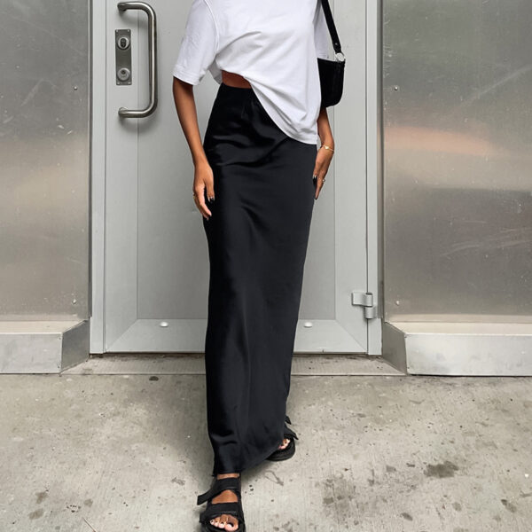 Graceful Elegance: French Satin Drape Fishtail Skirt