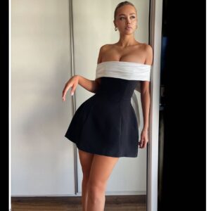 ASTON SIENNA Elegant Off-Shoulder Bow Dress: Perfect Spring & Summer Style