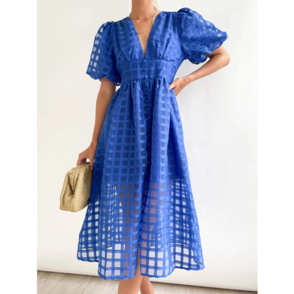 Spring & Summer Chic: Multi-Color Lantern Sleeve Dress
