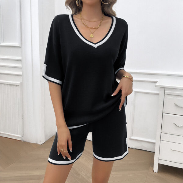 ASTON SIENNA Spring Summer Women Clothing Casual Loose V neck Sweater Set