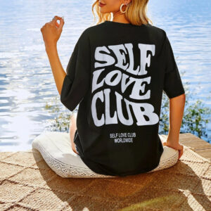 ASTON SIENNA Self Love Club: Casual Black T-Shirt