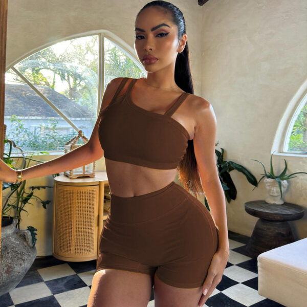Aston Sienna Boutique Summer Fitness Chic: Solid Color Sling Slim Fit Yoga Suit