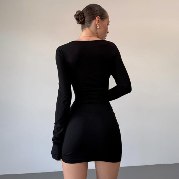 Shine Bright in Our Low Neck Slim Fit Hip Metal Decoration Dress